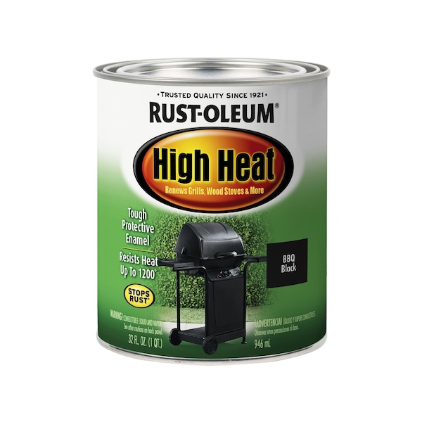 RustOleum High Temperature Paint, Satin, Oil Base, Black, 1 qt 7778